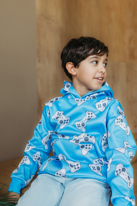 Player One Hoodie Blue - Gaming Hoodie for Boys